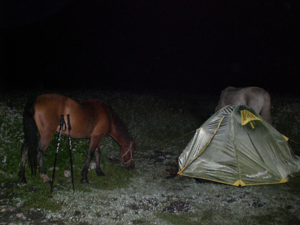 Лошадь у палатки Дэна